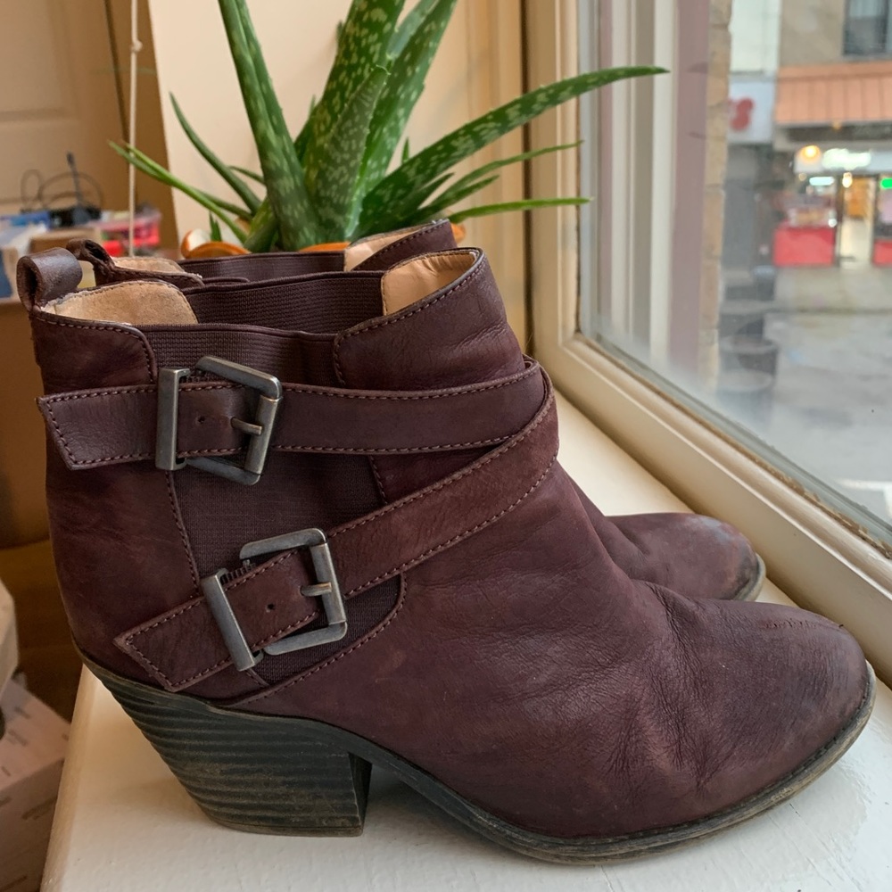 Sole Society Deep Plum Bootie with Buckles